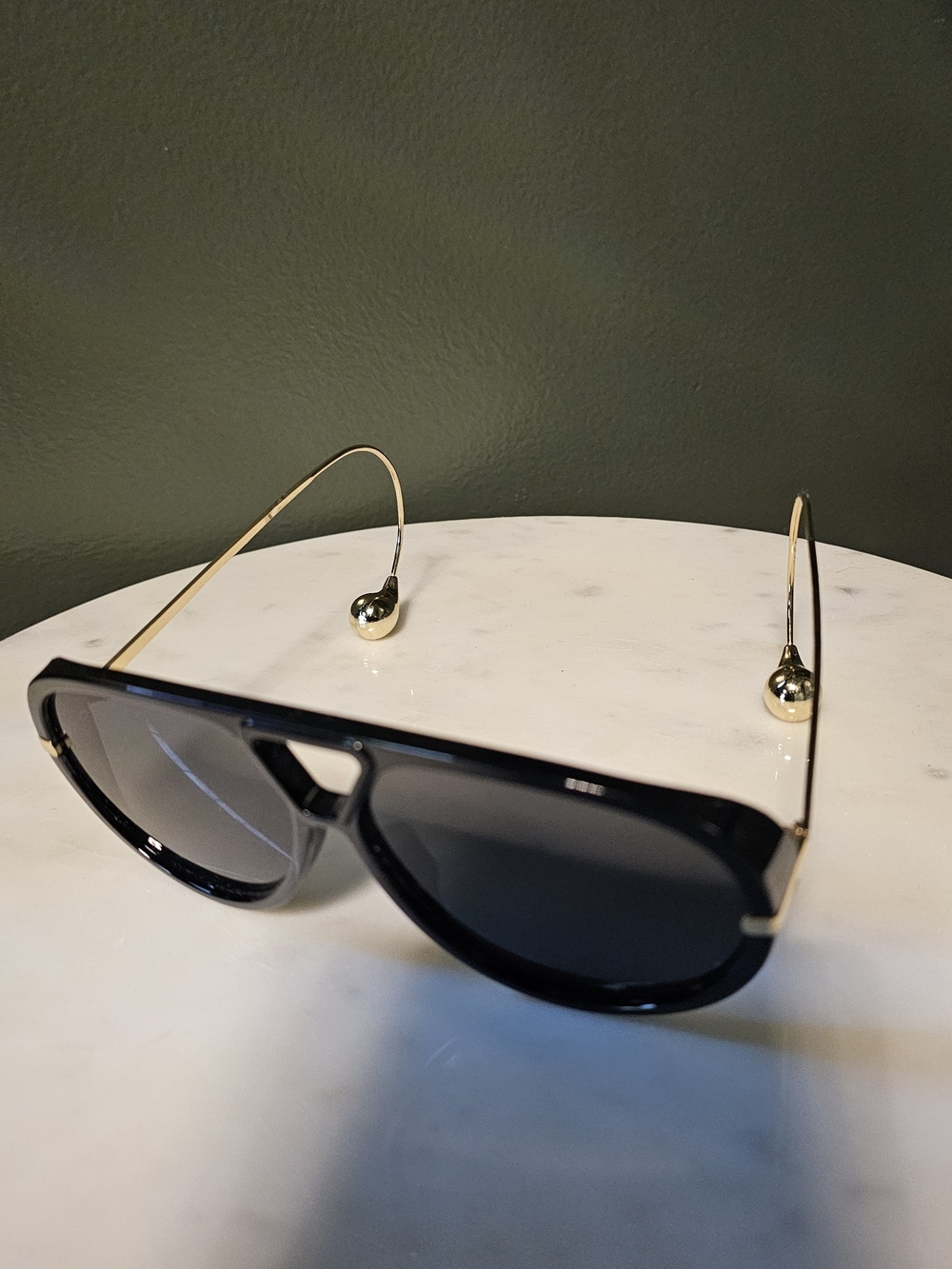 Womens Black Aviator Sunglasses - Classic Shield Style - Picture 2 of 4